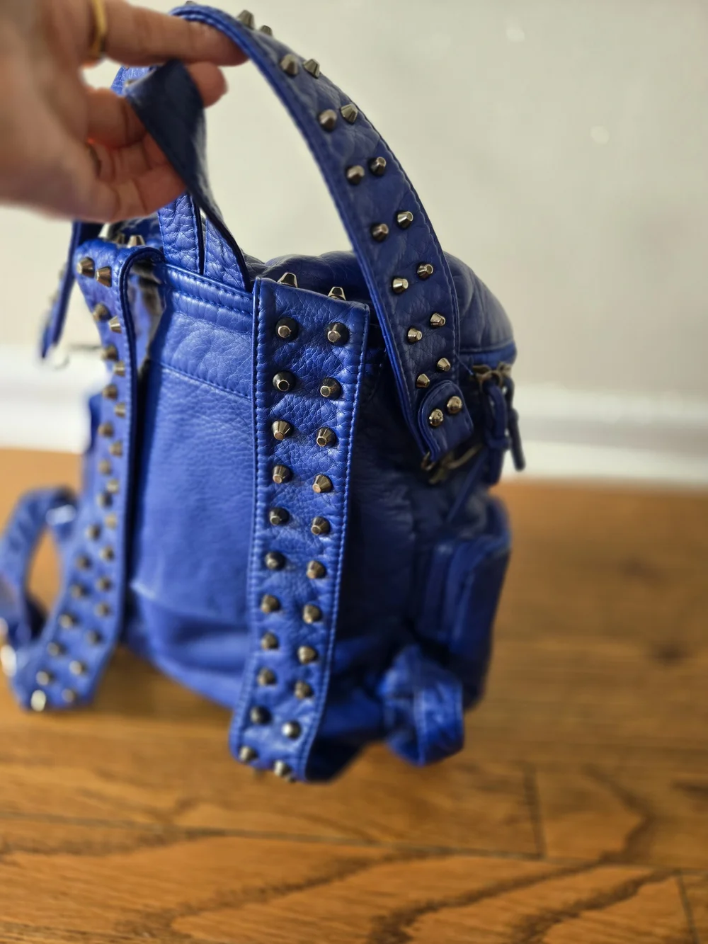 Blue Leather Women's Backpack